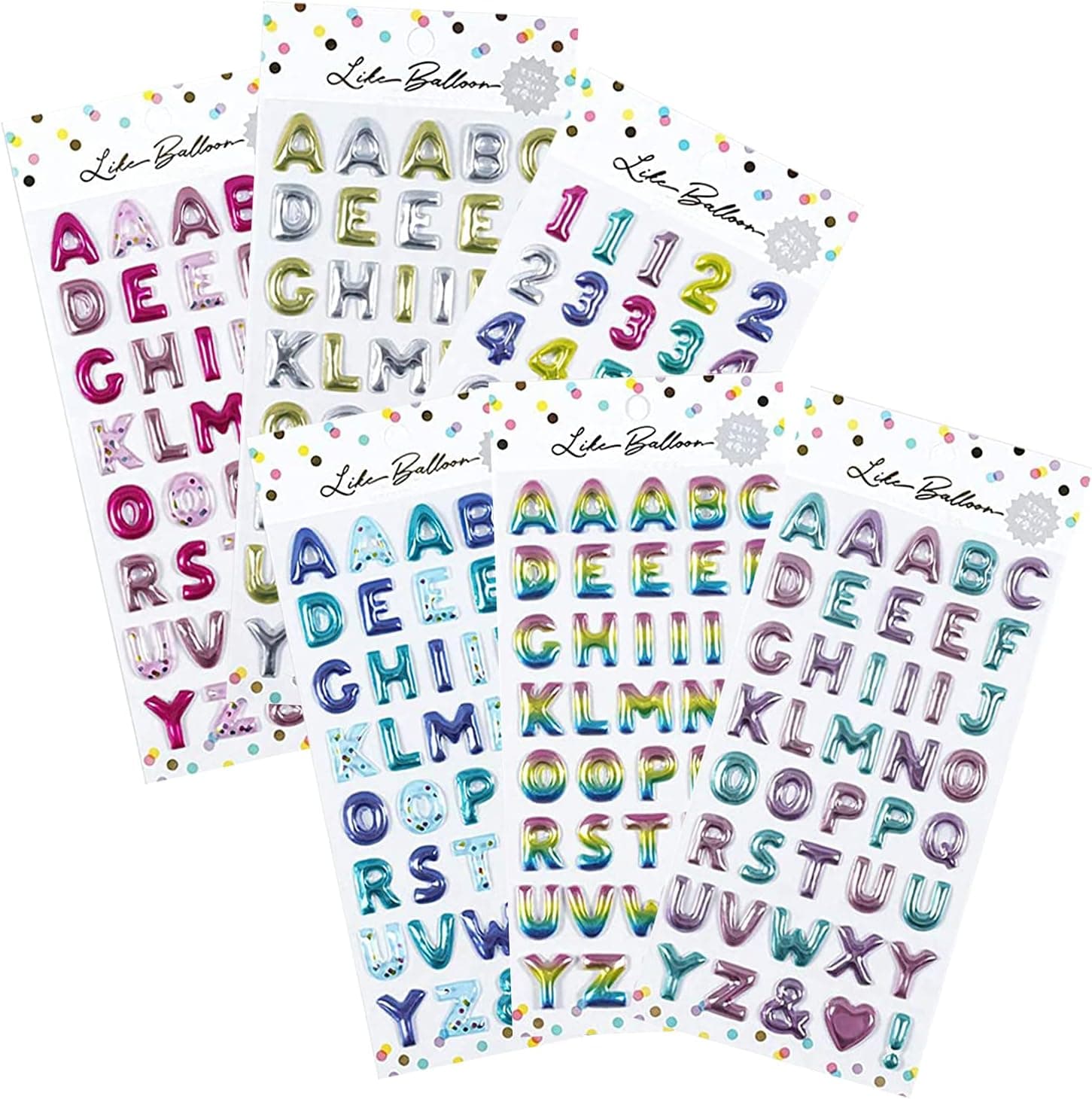 Alphabet Stickers Small Colorful Numbers - 6 Sheets Self Adhesive Letters Stickers for Kids - Glitter Vinyl Letters Alphabet Stickers for Kids - Scrapbooking Waterproof Alphabet Letter Stickers