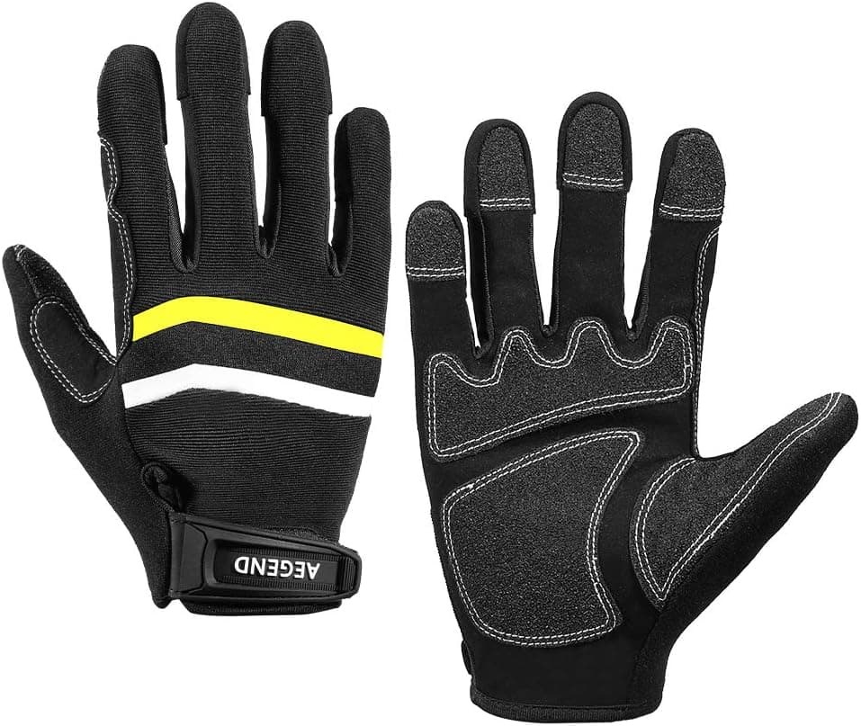 Aegend Reinforce Double-Stitched Work Gloves, Safety Utility Gloves Mechanics Gloves for Heavy Duty, Excellent Grip, Frictional Protection for Daily Work Operator, Carrier, Gardening, M