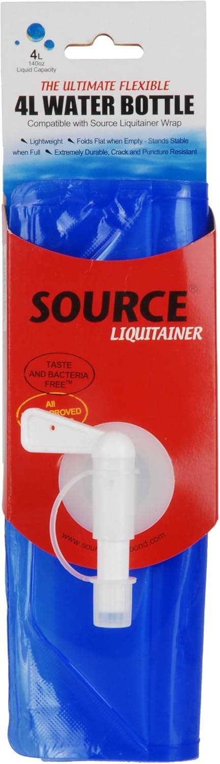 Source Outdoor Liquitainer Water Bottle, 4-Liter, Transparent Blue