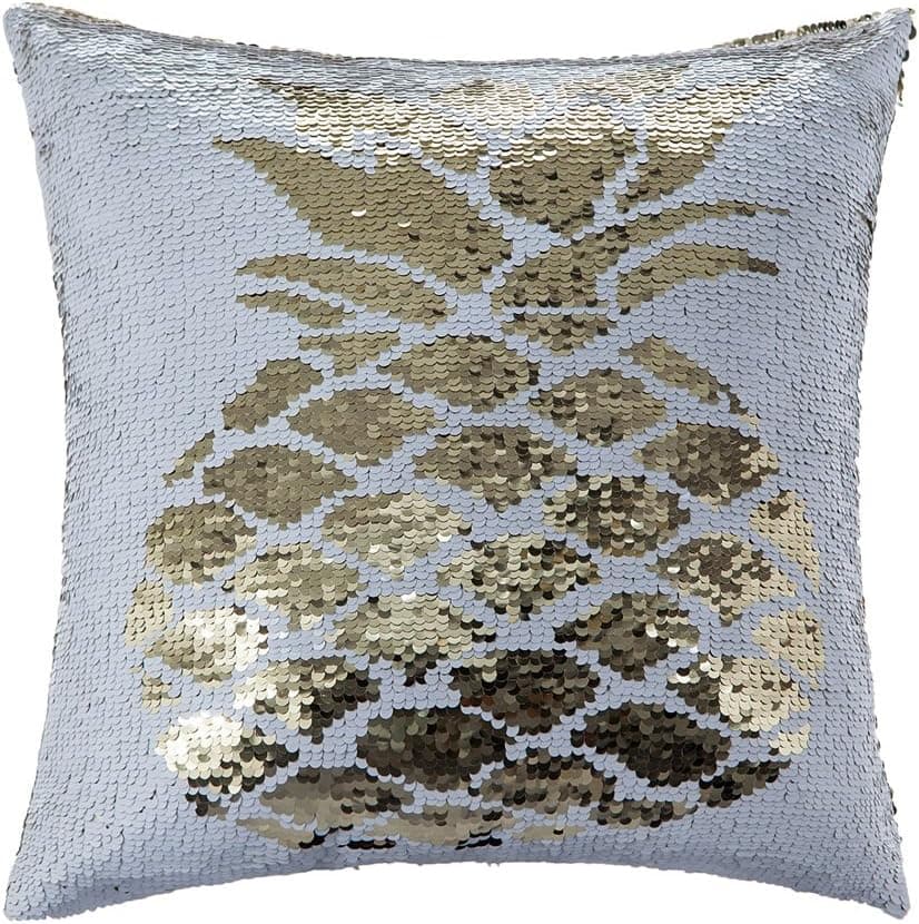 Homecy Reversible Sequins Pillow Cover Pineapple Patten Mermaid Pillowcases Throw Cushion 16x16 Inch