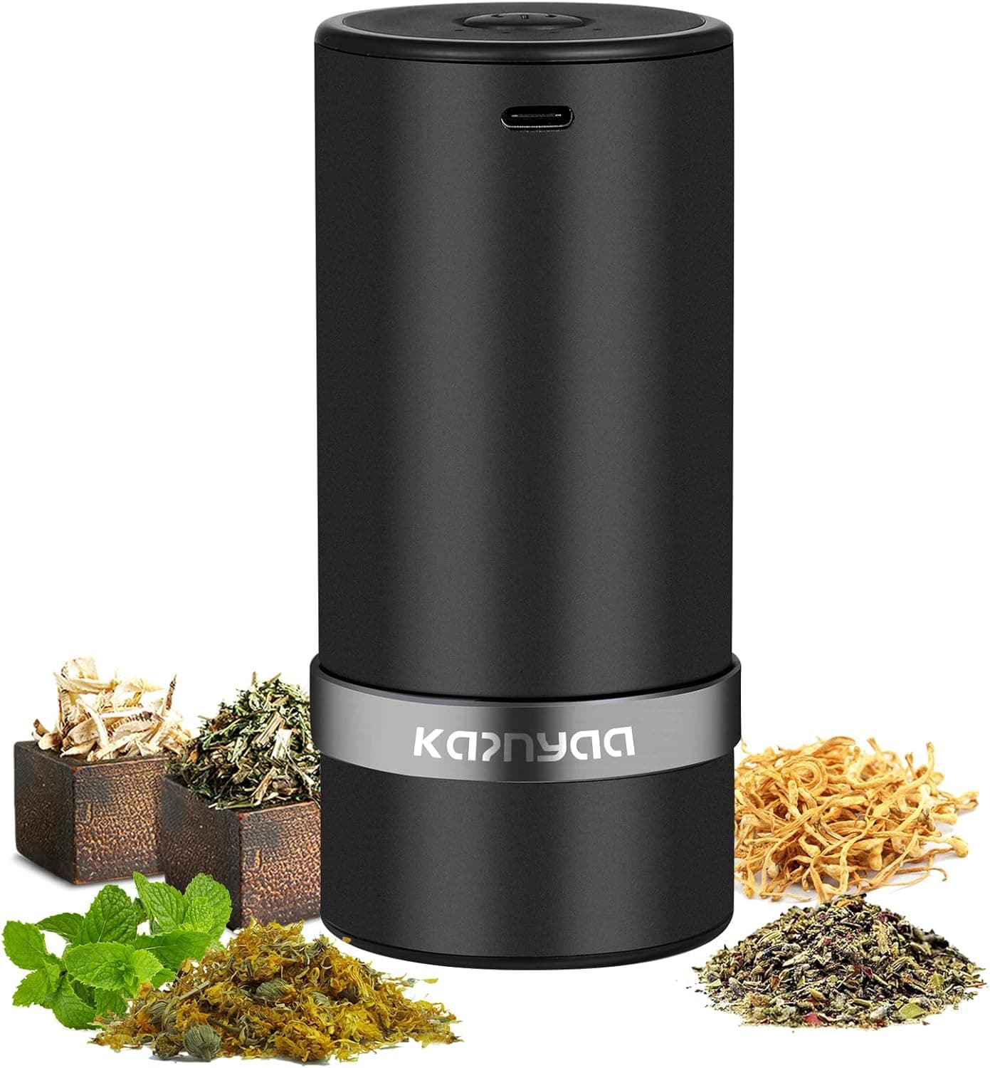 KAZNYAA H erb Grinder Electric 2.1'' Auto Grinder Metal Spice Grinder, Black