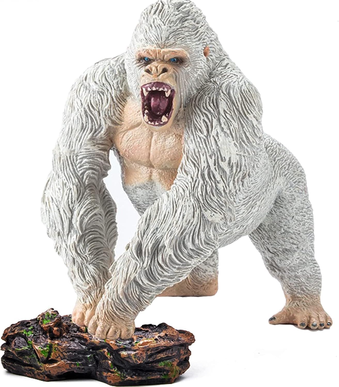 Gorilla King Kong Toys with Realistic Rock Action Figure Rampage Gorilla Fight Mode Gorilla Ape Solid Wild Animal Figurines for Role Playing Story Telling Toy and Christmas Birthday Gift for Kids