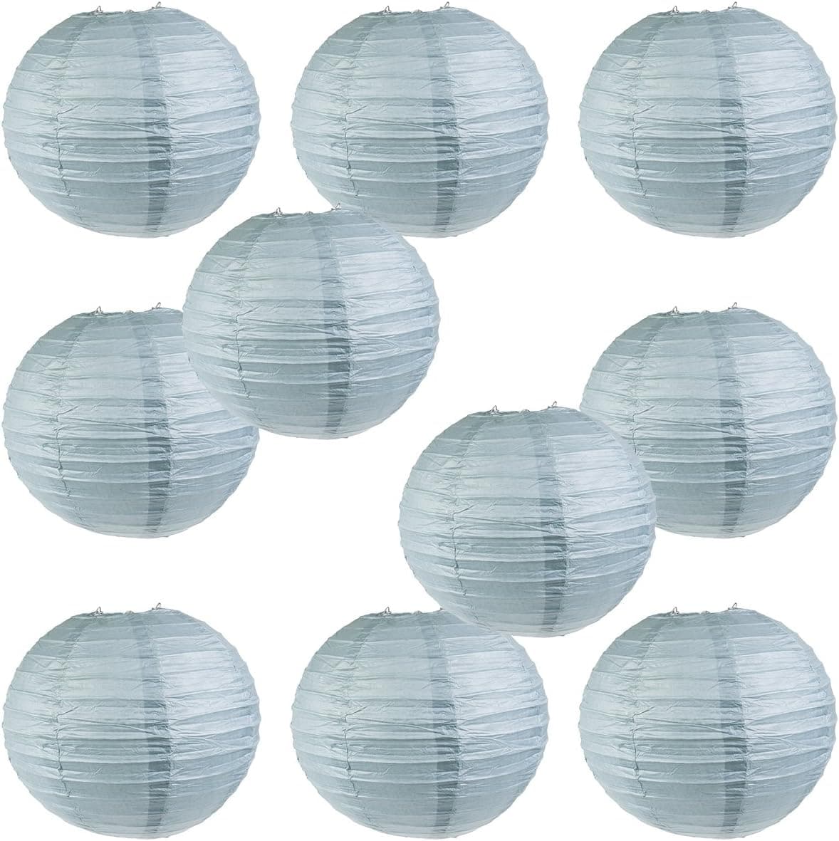 WYZworks Round Paper Lanterns 10 Pack (Slate Blue, 8") - Hanging Paper Lanterns Lamp for Wedding, Birthday, Party and Home Decorations with 8", 10", 12", 16" Option