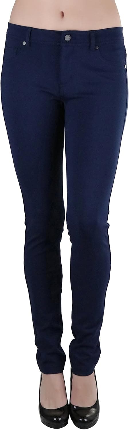 ToBeInStyle Women’s Timeless Basic Versatile Skinny Fit 5-Pocket Zip-Up Ponte Pants