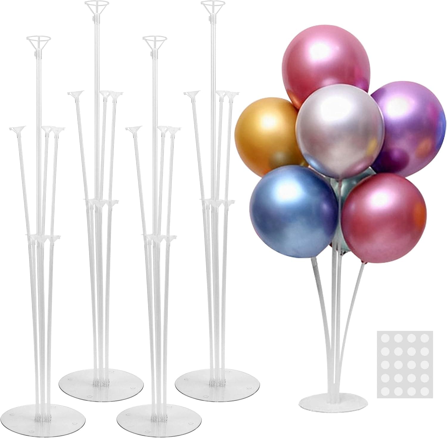JOYYPOP 4 Sets Balloon Stand Kit, Balloon Sticks with Base for Table Birthday Baby Shower Graduation Party Decorations