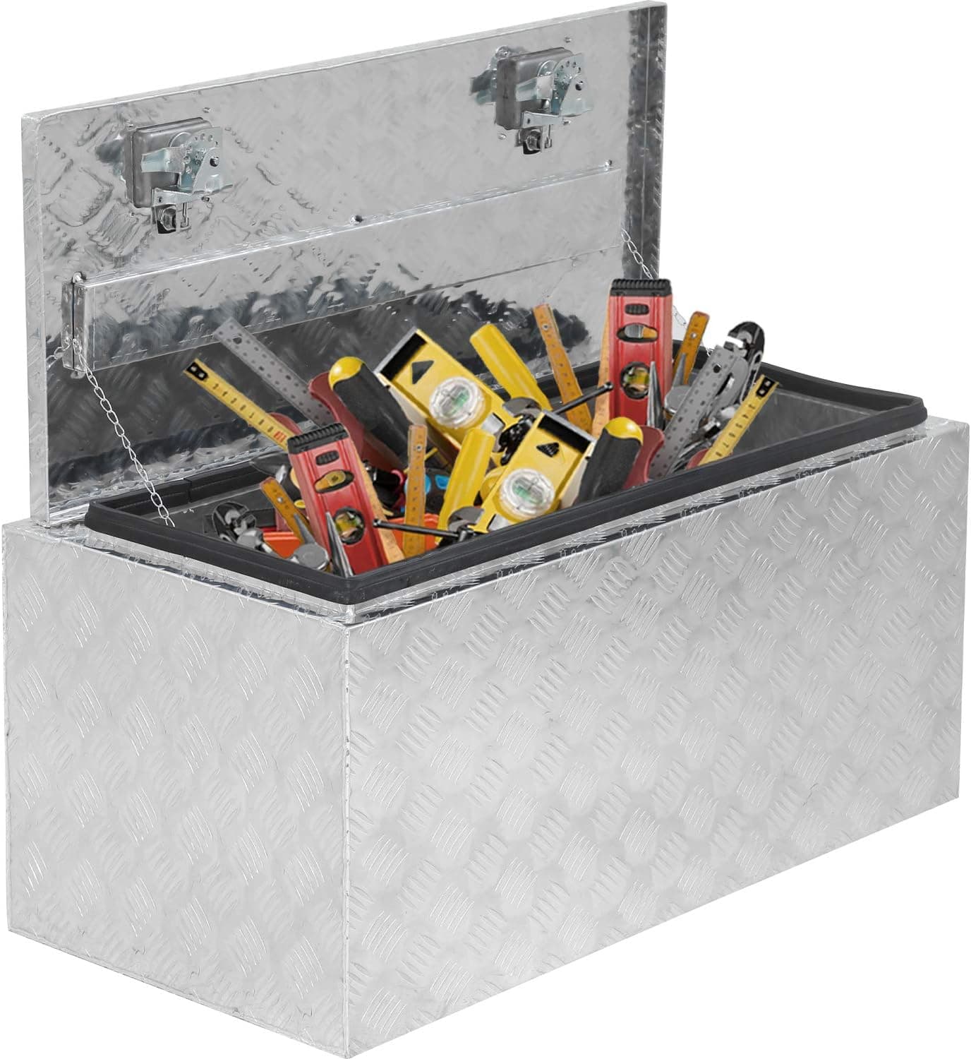 Truck Tool Box Aluminum Tool Box Camper Tool Box W/Handle and Lock for Pickup Truck/Trailer 36" Silver