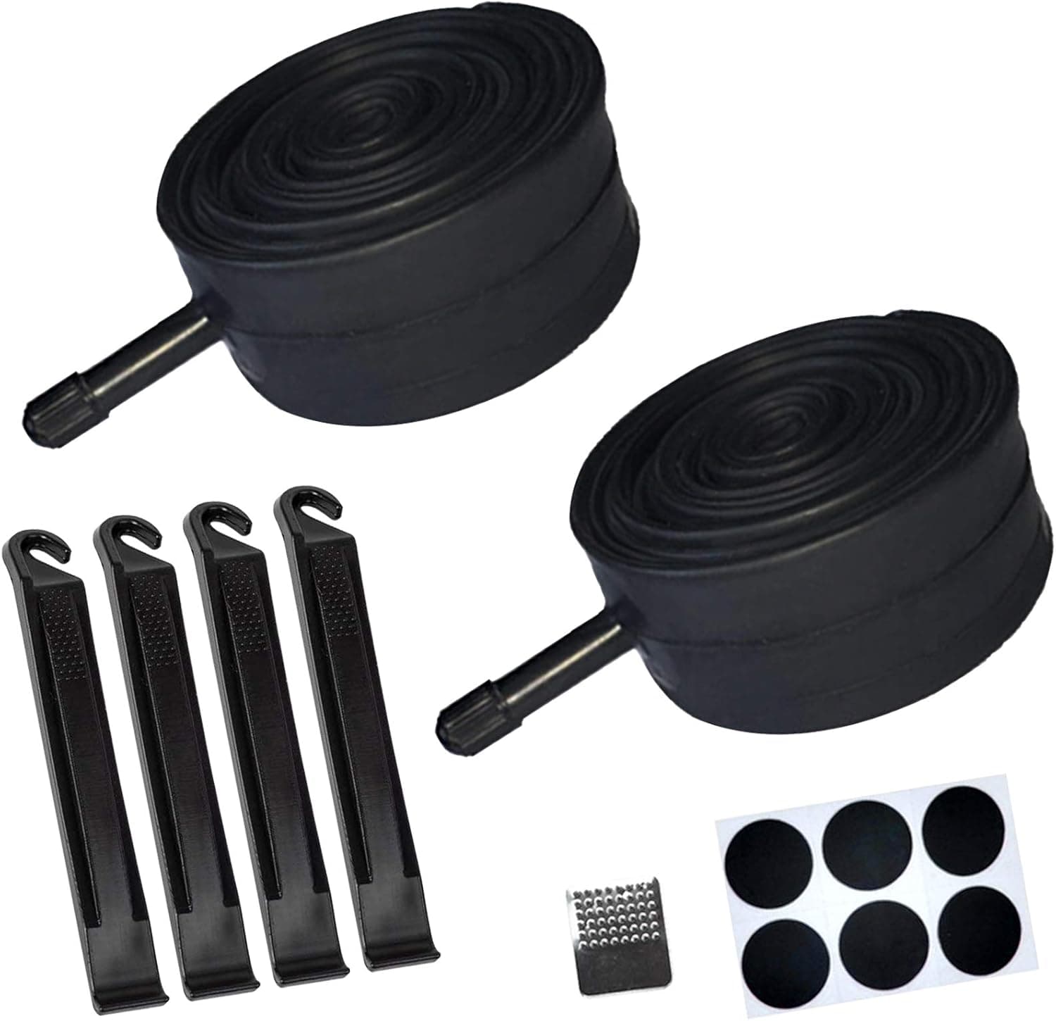 Listenman 2 Pack 16” x 1.75/1.95/2.15 Bike Inner Tube with Bike Tube Repair Tool Kits, 4 Tire Levers, 6 Self-Adhesive Round Patches, 1 Metal Rasp, Suitable for Most 16” Kid Bike