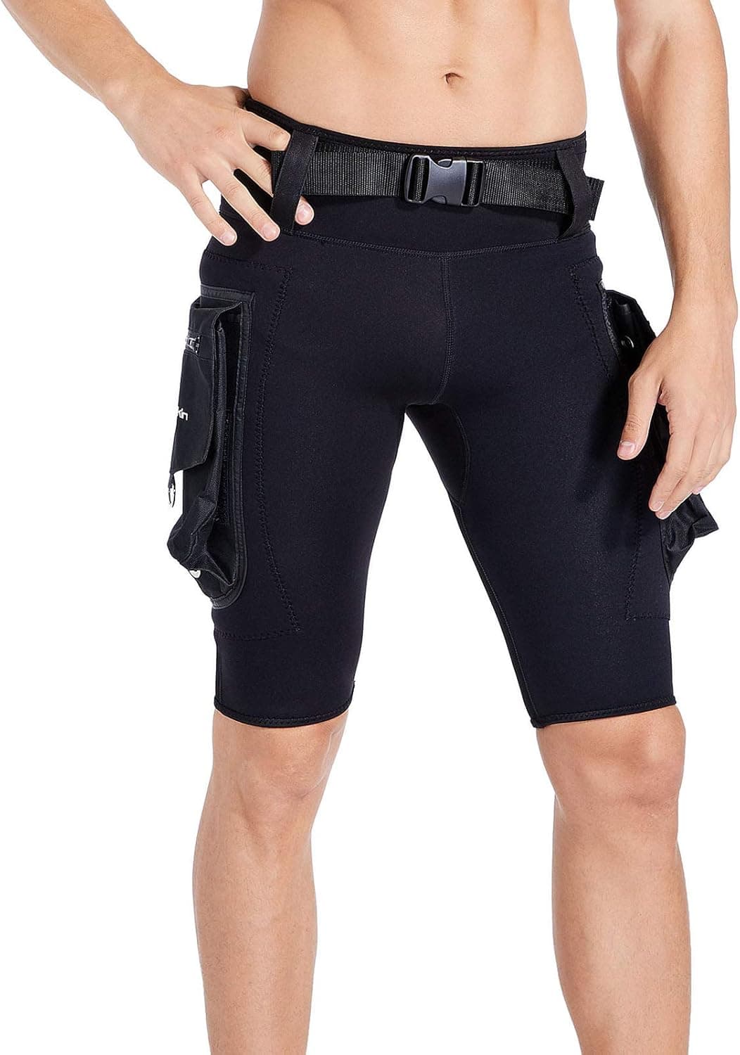 Seaskin Mens Wetsuit Pants, 2.5mm Wetsuit Shorts Premium Neoprene Thick Warm Trunks with Big Pocket