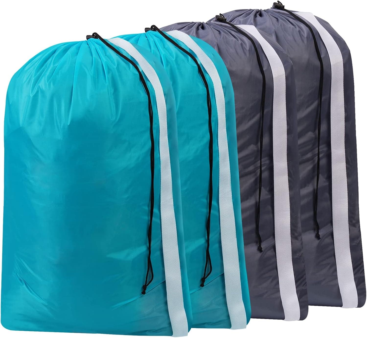 Laundry Bag, Bruvoalon Extra Large Heavy Duty Travel Large Laundry Bag for Traveling, Hold 4 Loads of Laundry, Dirty Clothes Storage Bag, Washer Dryer Safe for College Students (Blue & Gray, 4 Pack)