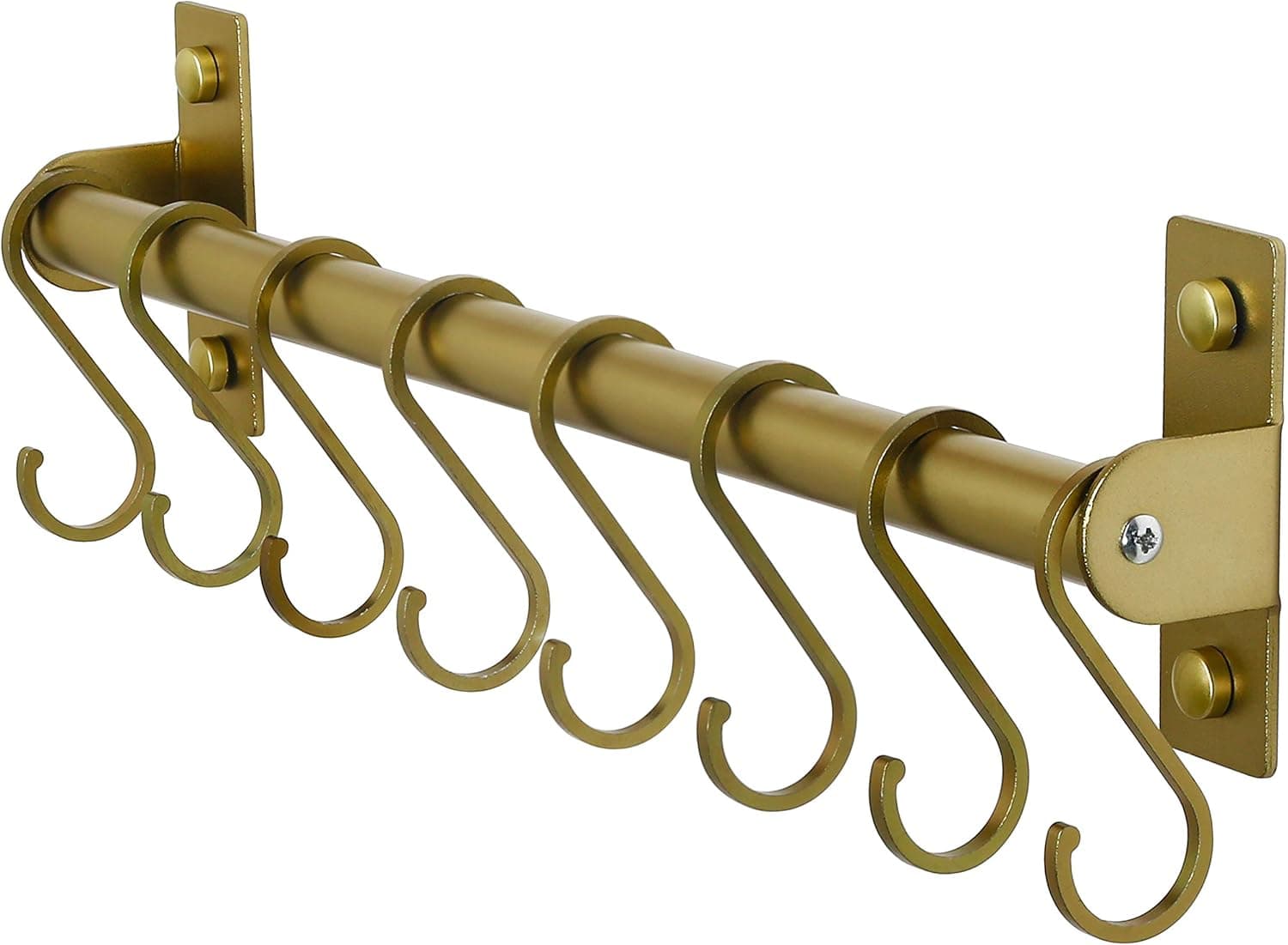 Dseap Pot Rack - Pots and Pans Hanging Rack Rail with 8 Hooks, Pot Hangers for Kitchen, Wall Mounted, Bronze