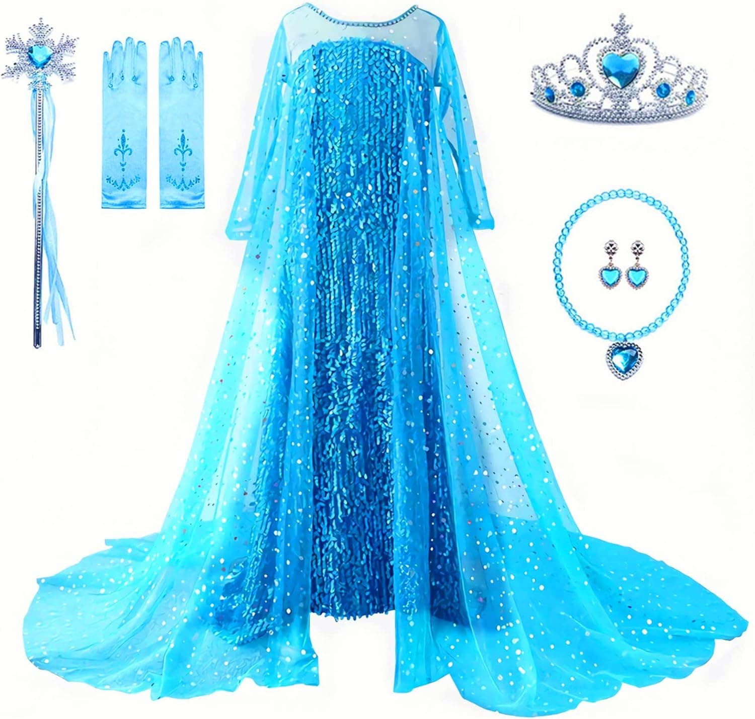 RWAENN Princess Dress Up Clothes for Little Girls-Luxury Sequin Dress for Christmas Birthday Halloween Party