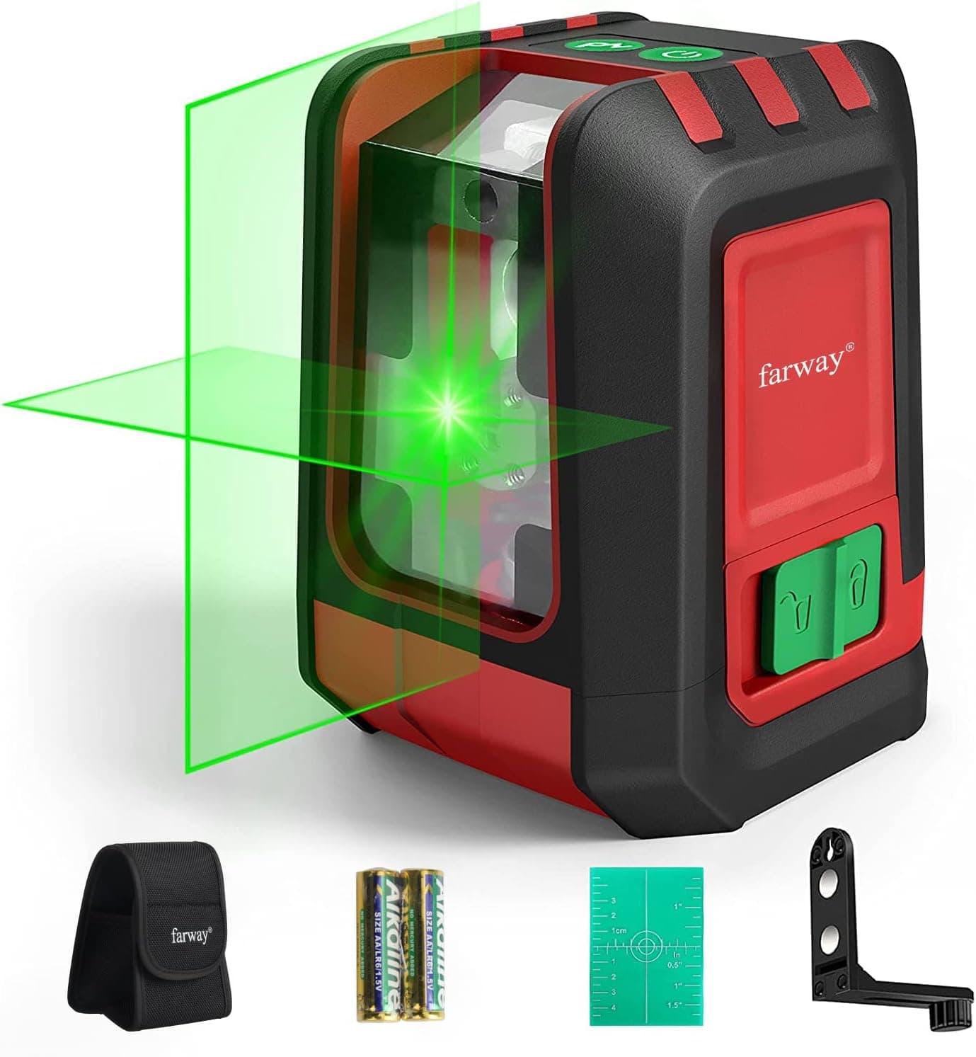 Self Leveling Laser Level, farway 100ft Green Cross Line Laser with 3 Brightness Adjustment, Pulse Mode for Picture Hanging Wall Writing Tile Install, Magnetic Base & Battery Included