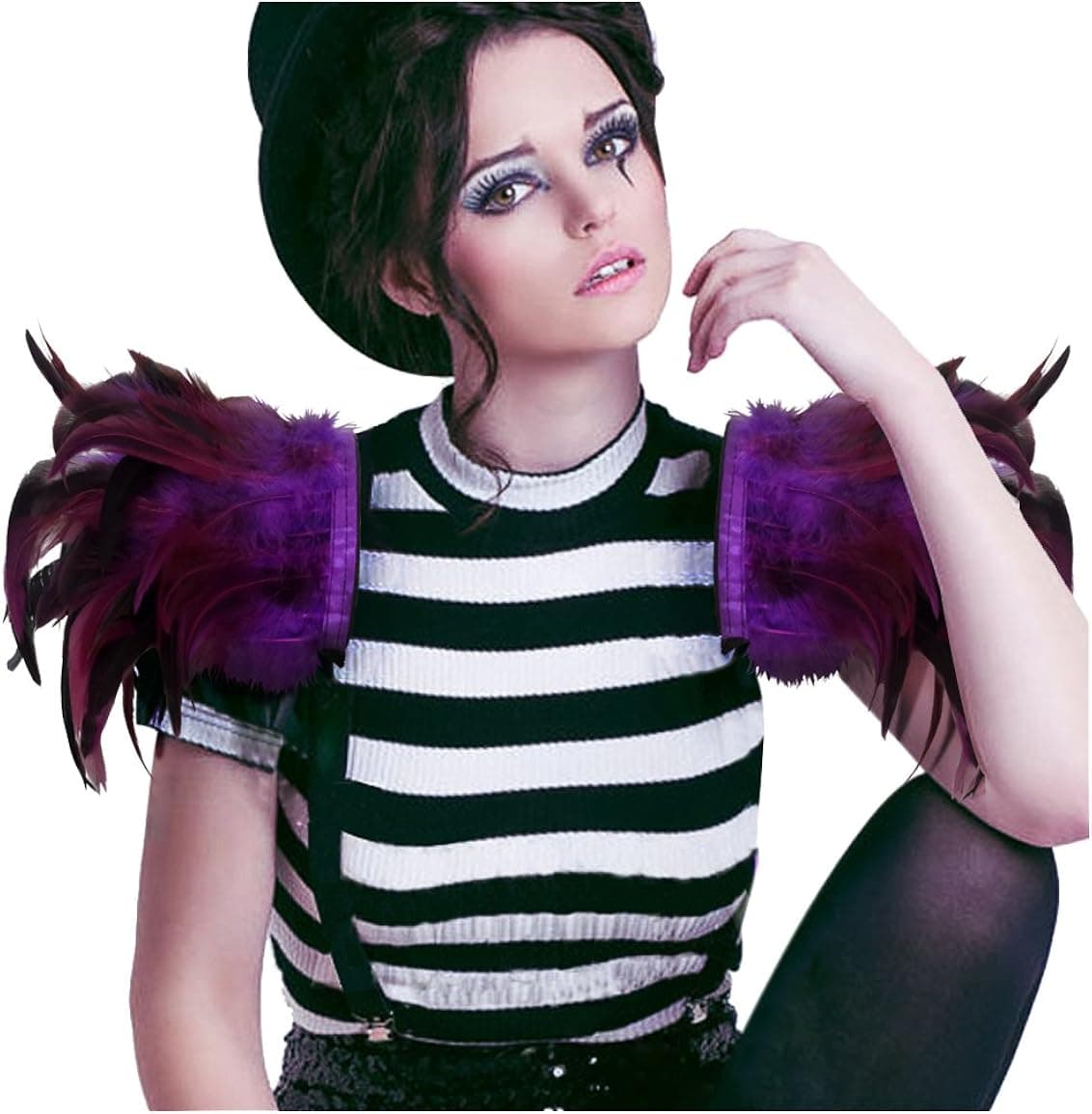 L'VOW Natural Real Feather Epaulet Shrug Shoulder Strap Halloween Costumes Pack of 2