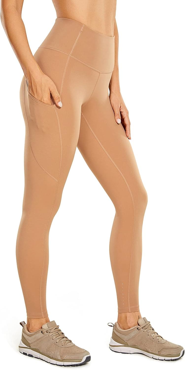 CRZ YOGA Women's Naked Feeling Workout Leggings 25 Inches - High Waisted Yoga Pants with Side Pockets Printed