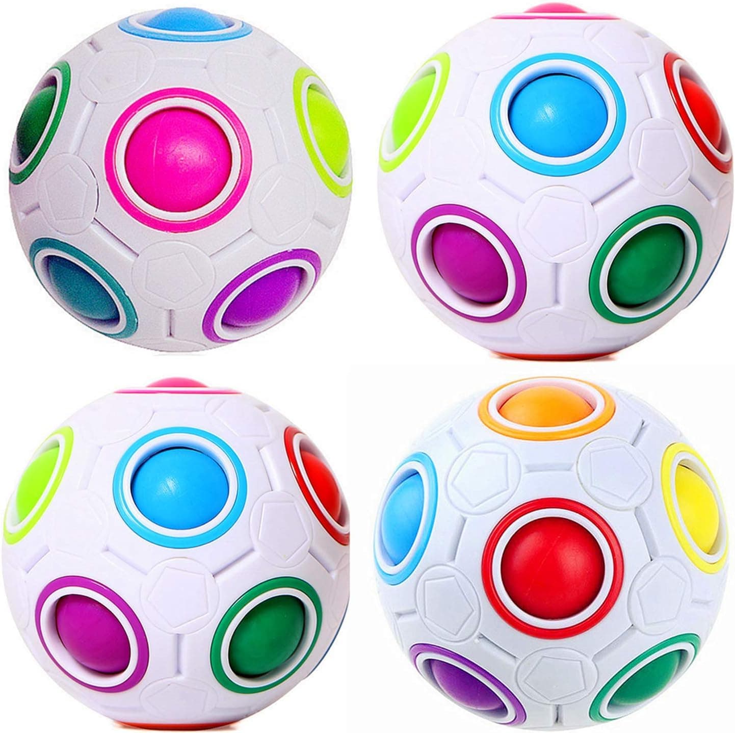 LiangCuber Rainbow Puzzle Ball, Bundle Magic Rainbow Ball Cube Puzzle Rainbow Magic Ball Puzzle Brain Teaser with 11 Rainbow Colors(MoYu Magic Ball Version)