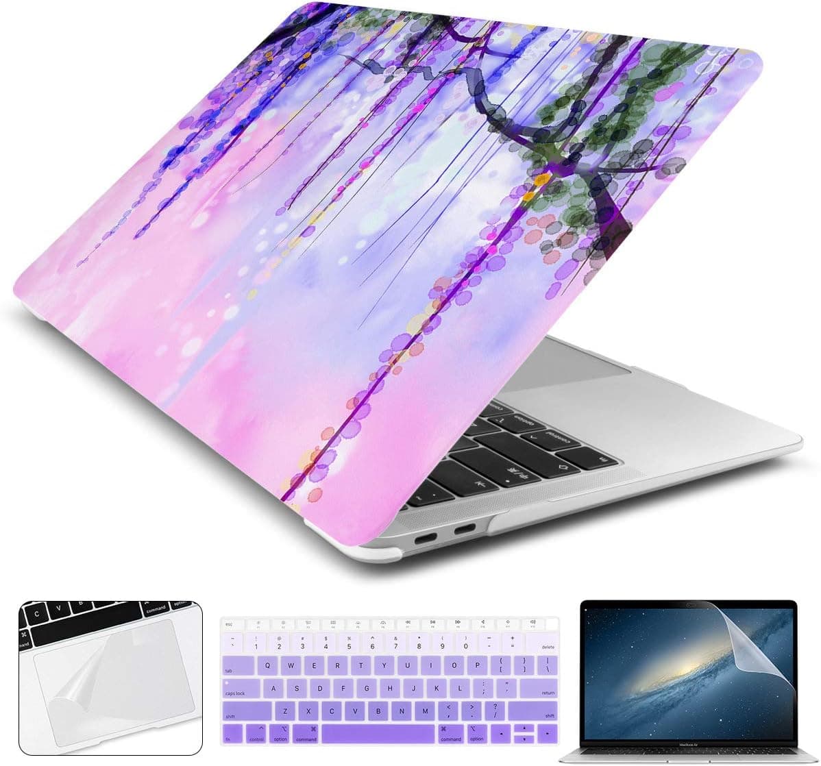 MacBook Pro 13 inch Case 2019 2018 2017 2016 Release A2159 A1989 A1706 A1708 with/Out Touch Bar, Dongke Rubberized Frosted Matte Hard Shell Cover - Abstract Flowers