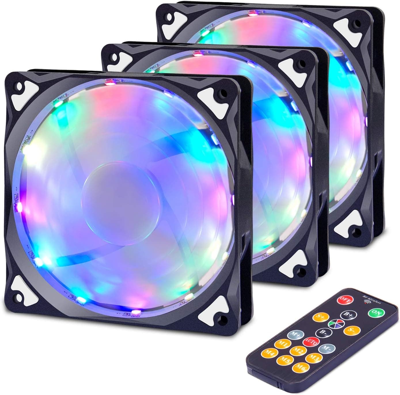 Computer Case Fan with Remote Control, OxyLED RGB PC LED Case Fans Light CPU Cooling Fans, 120mm Radiators Cooler with 7 Single Color Modes and 7 Color-Changing Modes, 3-Pack