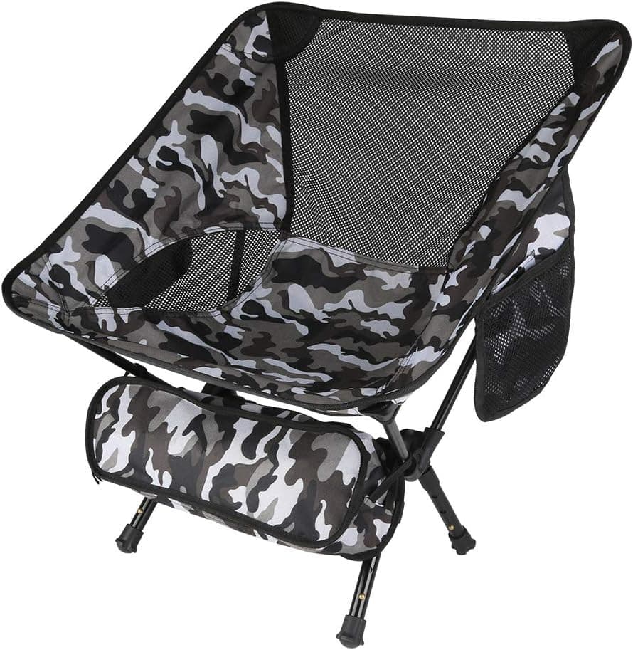 Portable Camping Chairs with Adjustable Height - Ultra Light Compact Folding Backpacking Chair with Carrying Bag, Heavy Duty 250 lb Capacity for Outdoor, BBQ, Hiking, Picnic, Fishing, Festival