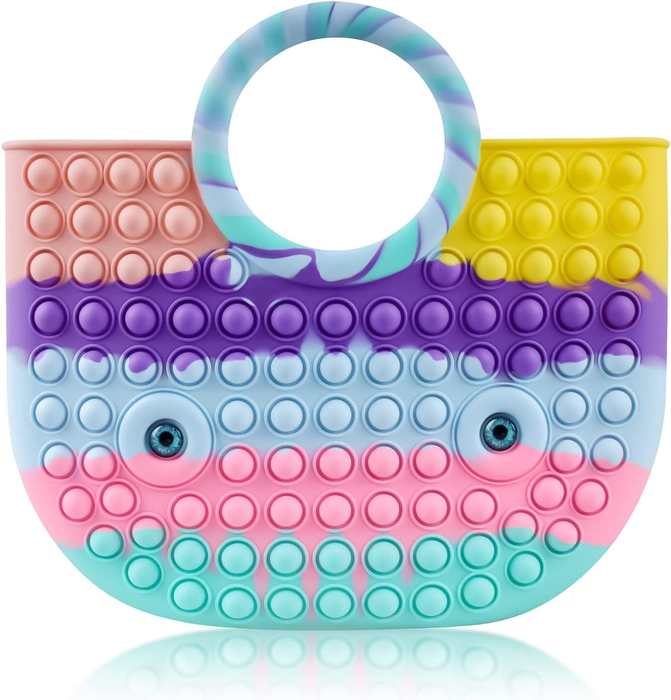 Pop Push Purse Bubble Fidget Pop Handbags Push It Fidget Toy Handbags and Purses for Women and Girls, Silicone Tote Bag Fidget Toys , Top Handle Satchel with Popper Bubble(Purple Pink)