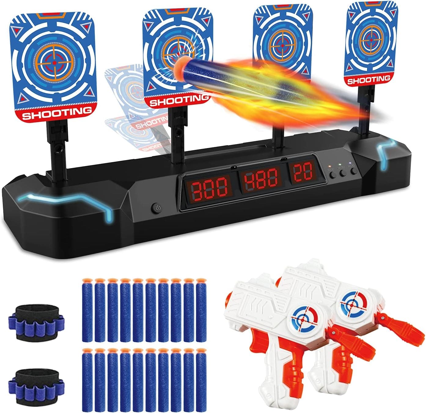 JELOSO Electronic Shooting Target Digital Scoring Shooting Games Ejection Soft Bullet Toy Gun Kids Toys 5+ Years Boy Outdoor Soft Bullet Toy Gun Shell Ejecting Cool Bluey Toys & Games