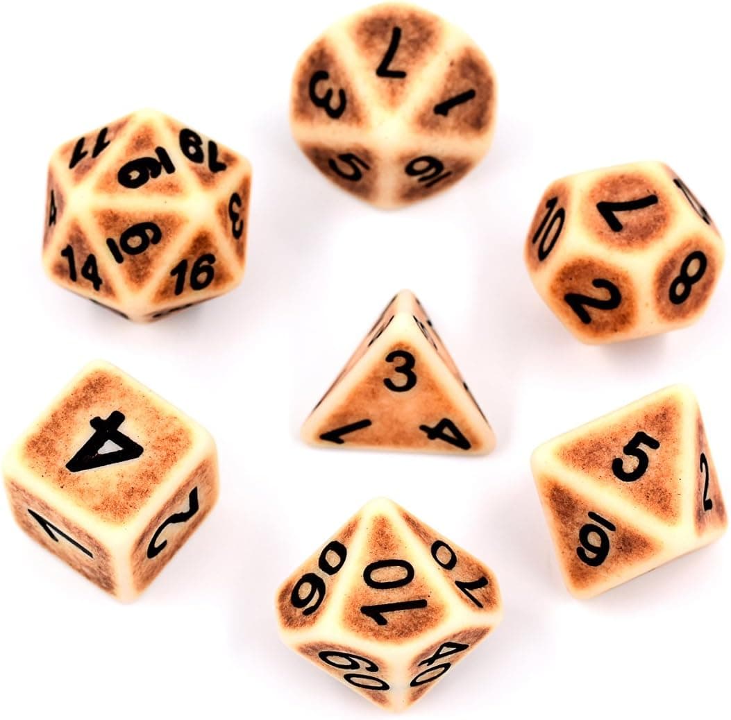 Hengda dice Polyhedral Dice Set Brown Ancient Dice for Dungeons and Dragons RPG MTG Table Games Dnd Dice (Brown)