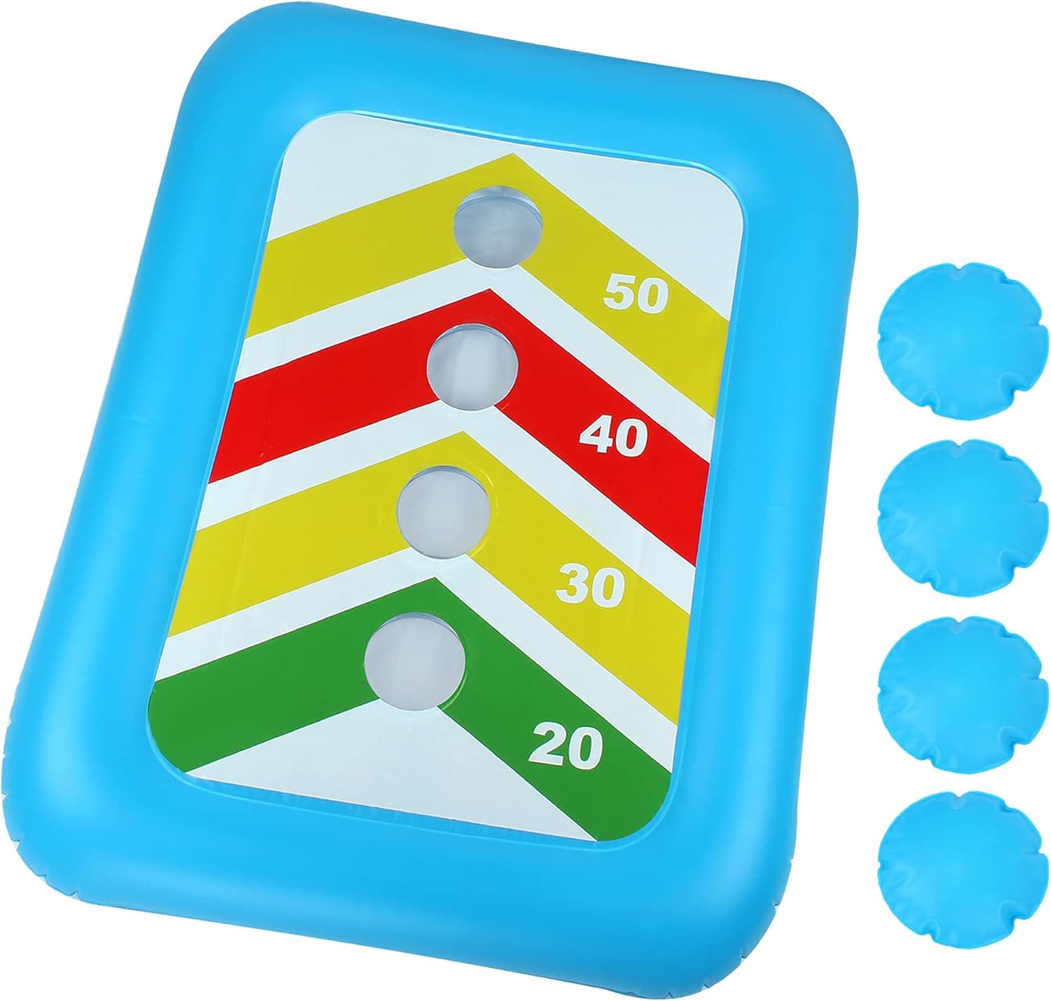 BEBEKULA 36" Floating Toss Game Inflatable Pool Ring Toss Game Floating Swimming Pool Ring Toy with 4pcs Water Bags Floating Cornhole Board Set for Multiplayer Water Pool Game Kid Adult