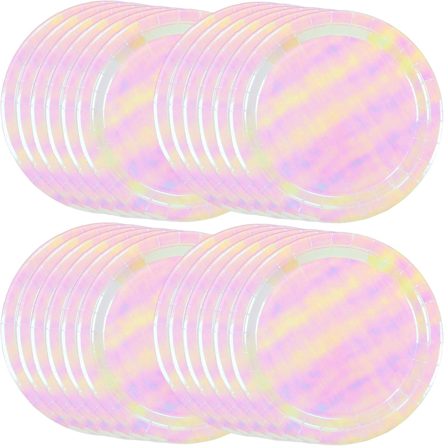 Talking Tables We Heart Pastel 9 Iridescent Shiny Paper Plates for a Birthday Party, Unicorn Party, or Childrens Party , Pink (24 Pack) …