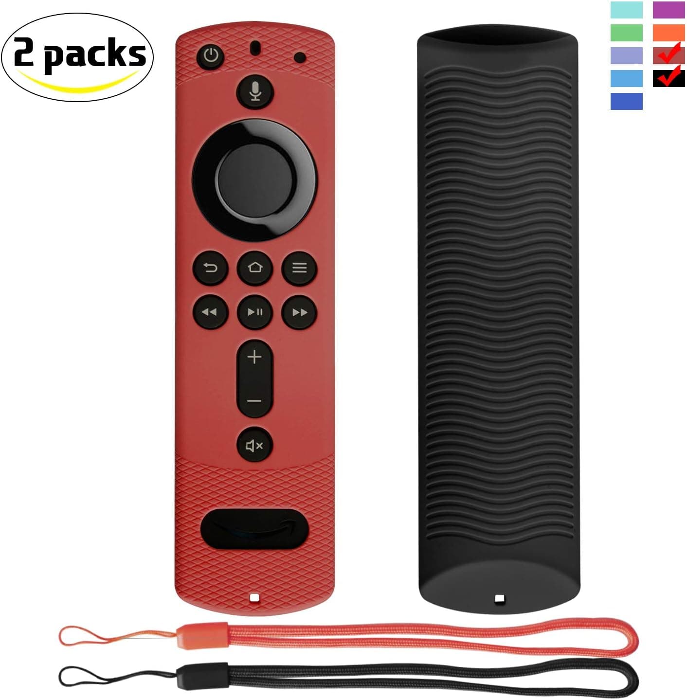 Remote Cover for Fire TV Stick 4K QCUTE Shockproof Silicone Remote Case Shockproof for Fire TV Cube/Fire TV (3rd Gen) Compatible with All-New 2nd Gen Alexa Voice Remote Control with Lanyard