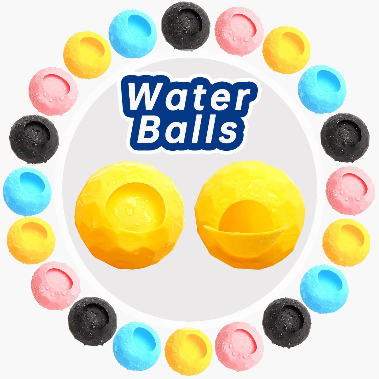MOHOPE Reusable Water Balloons Water Bombs Refillable Splash Ball Quick Fill Silicone Water Balls for Kids Adults Outdoor Activities Water Games Toy (20 Pcs)