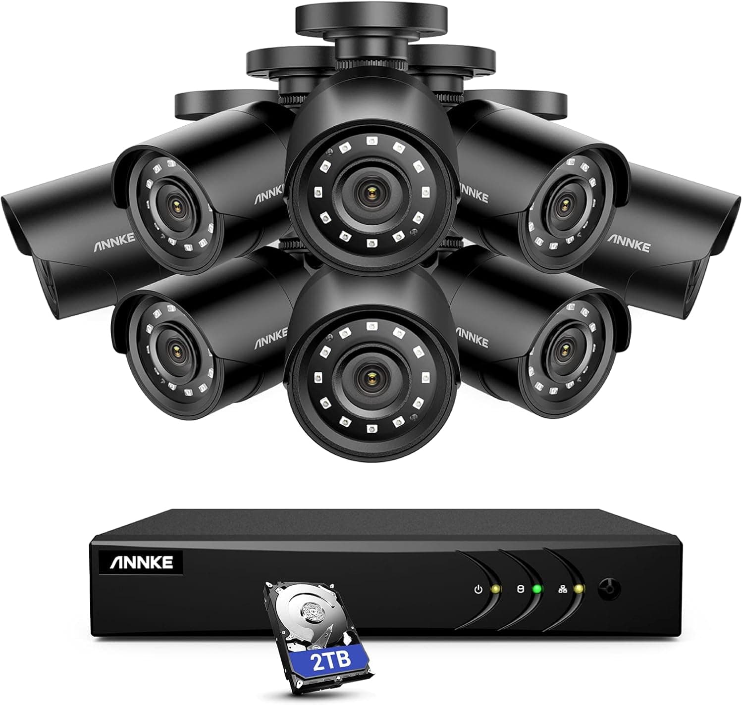 ANNKE 16CH 5MP Lite FHD AI Surveillance Security Camera System with 2TB Hard Drive and 8X 2MP Outdoor Weatherproof CCTV Cameras, Smart Human Vehicle Detection, Day/Night Vision, Smartphone Remote View