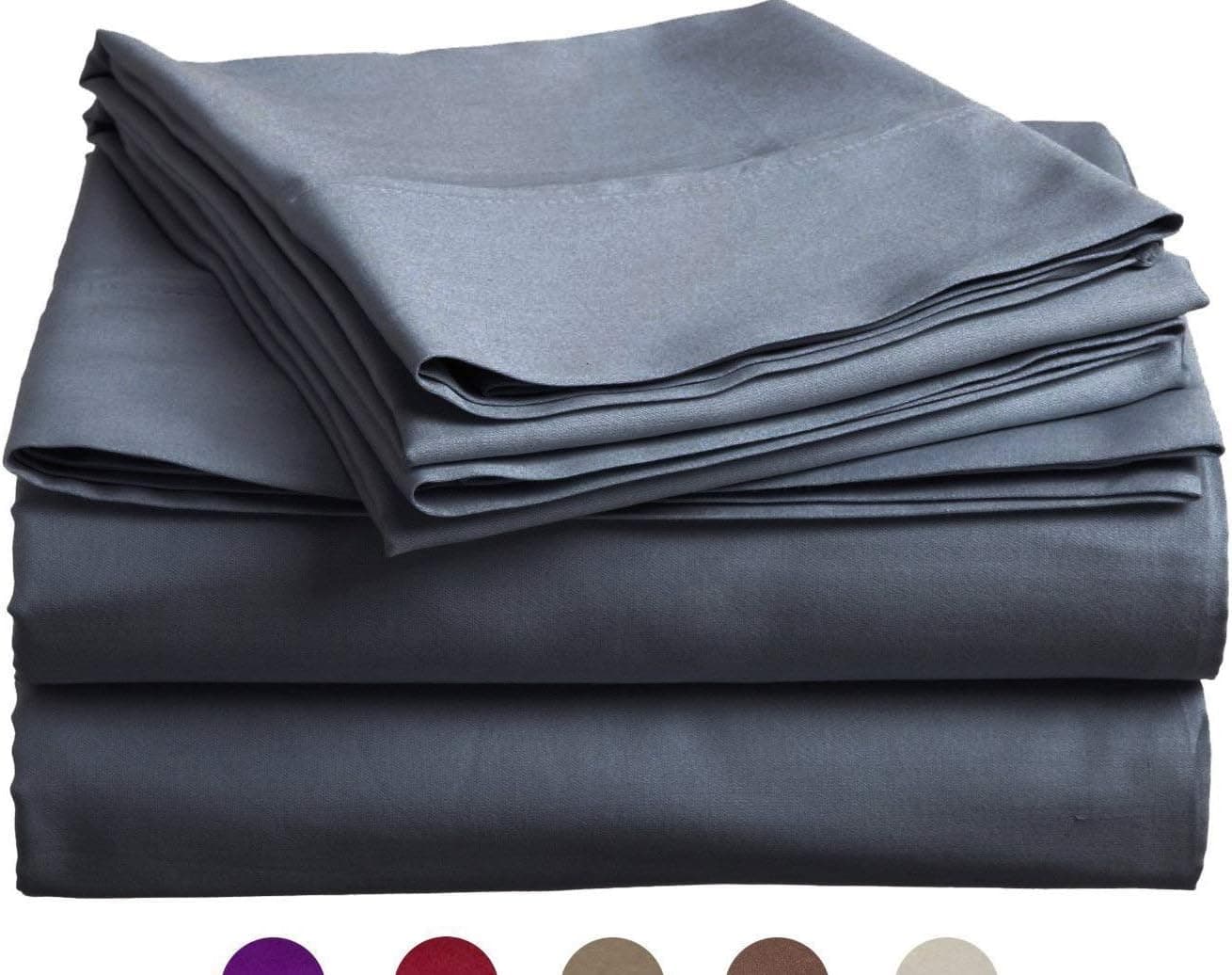 High Strength Natural Bamboo Fiber Yarns Egyptian Comfort 1800 Thread Count 3 Piece Twin Size Sheet Set, Dark Gray