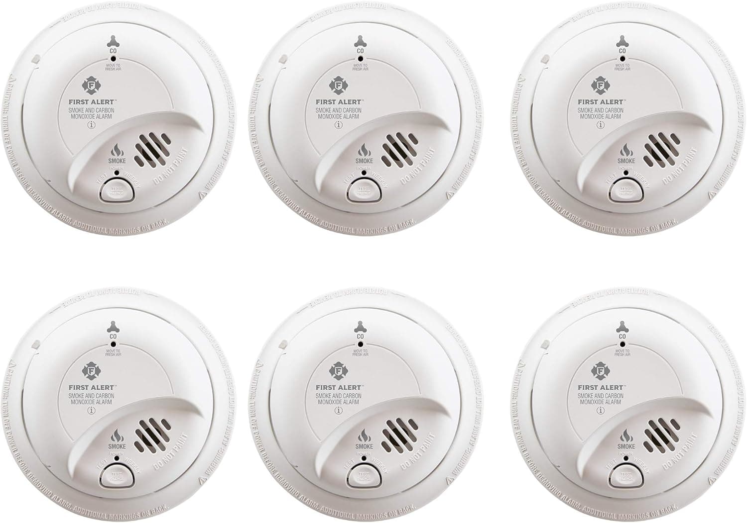 First Alert BRK SC9120B-6 Hardwired Smoke and Carbon Monoxide Detector (CO) with Battery Backup. 6-Pack , White