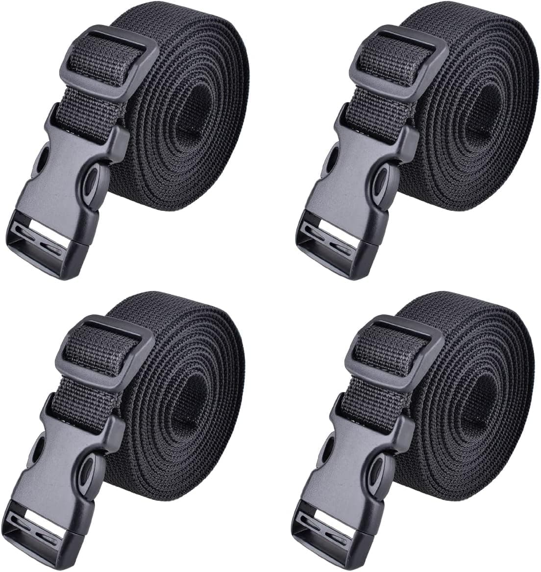 TRIWONDER Luggage Straps for Suitcase Travel Belts Packing Straps with Buckle Luggage Connector Accessories Adjustable Heavy Duty for Backpack Sleeping Bag Box 4 Pack (Black - 3.28ft)