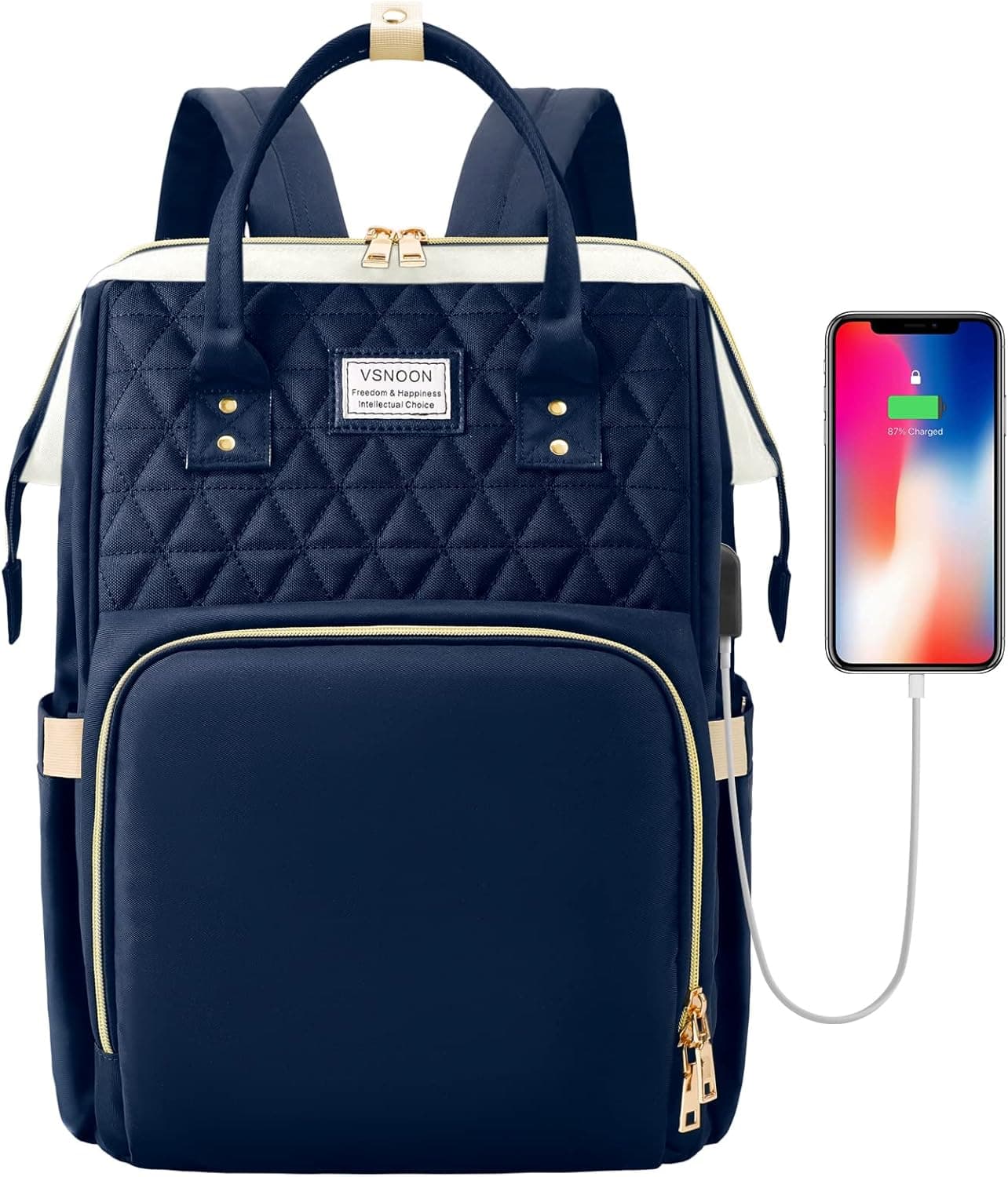 VSNOON Travel Laptop Backpack, 17.3 Inch Business Backpack with USB Charging Port, Water Resistant College School Computer Bag for Women & Men Gift, Work Bag Bookbag Casual Daypack,Blue