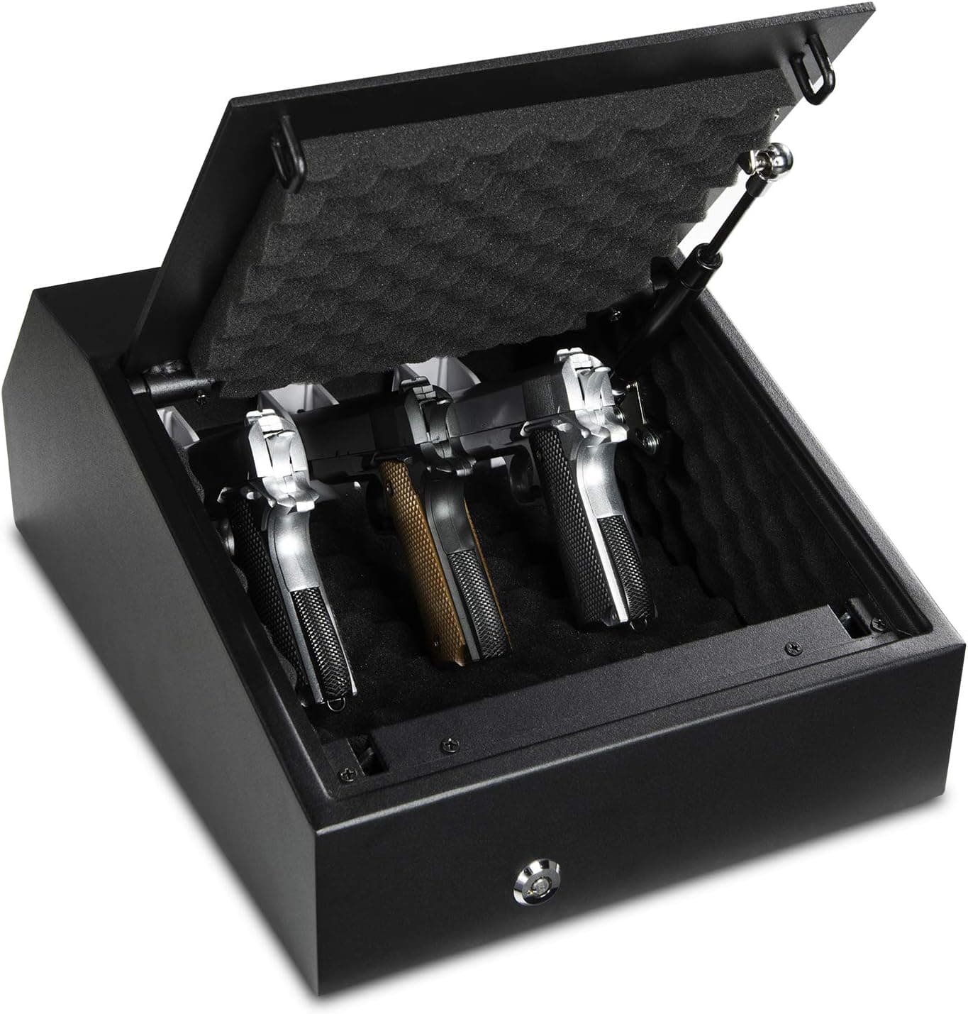 Ivation Quick Access 3-Gun Safe - Convenient, Secure Firearm Storage for Home or Office Stows 3 Pistols Plus Ammo, Matte Black