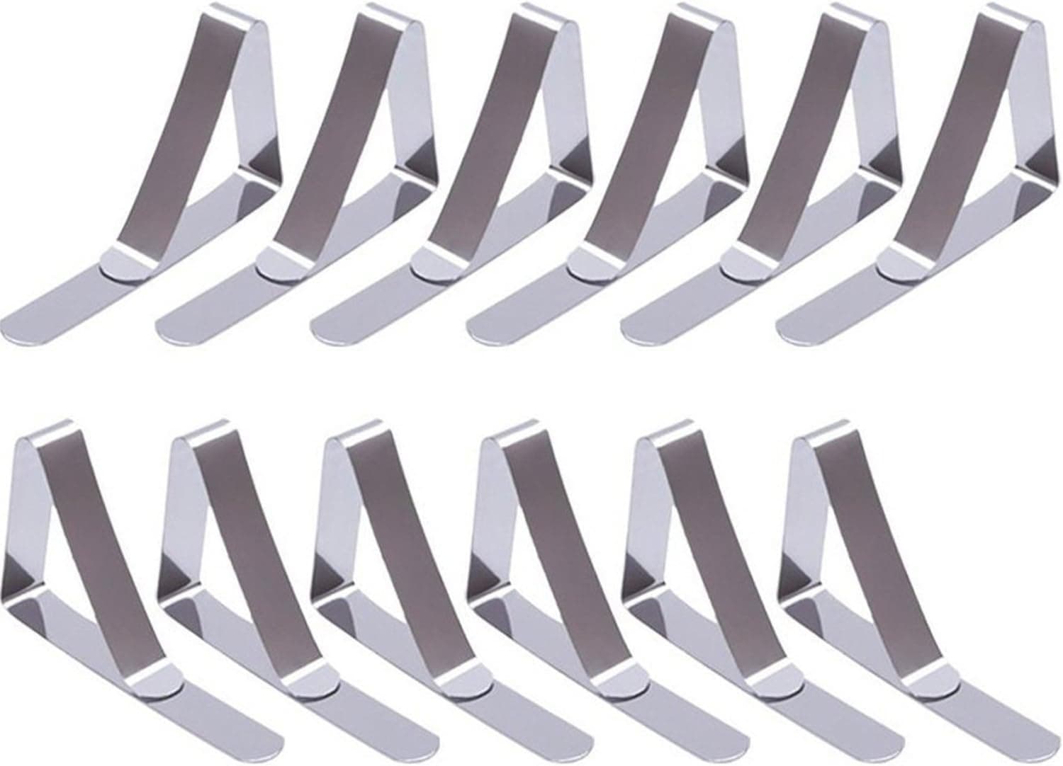 EBOOT 12 Packs Tablecloth Clips Stainless Steel Table Cover Clamps Table Cloth Holders (Silver, 2.96 x 1.77 inches)