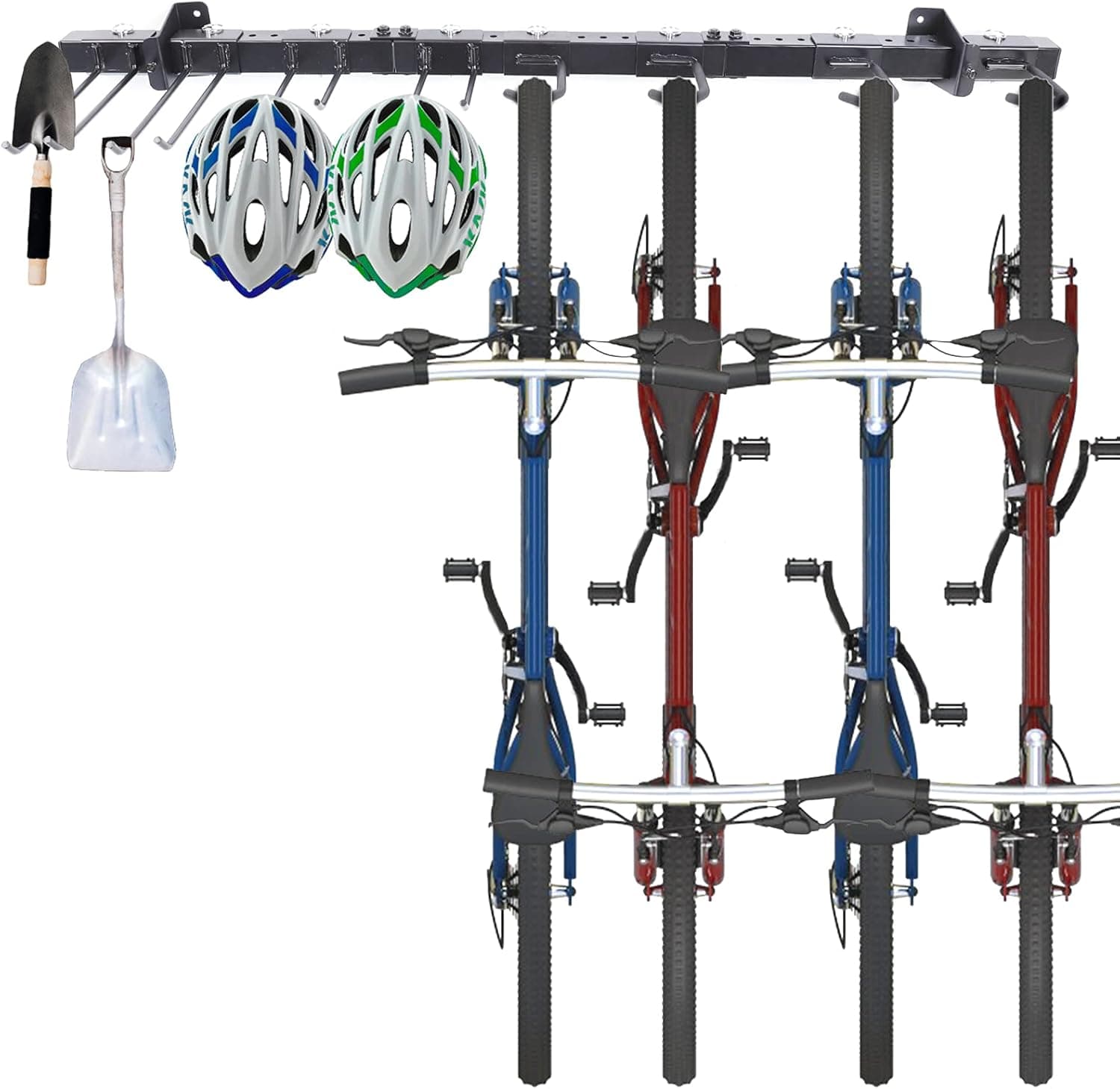 SV SCOOL VALUE Bike Rack Wall Mount, 4 Bikes & 8 Hooks Bike Wall Mount, Vertical Bike Hangers for Home and Garage Organizer