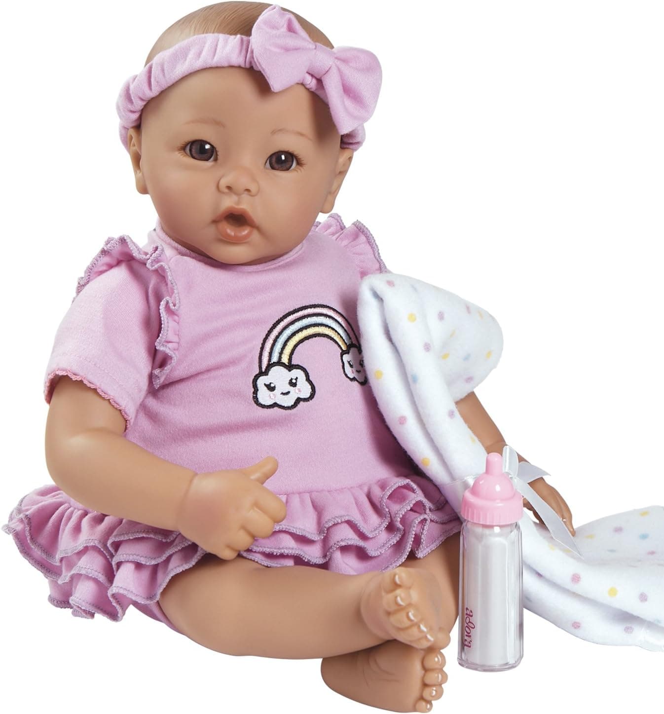 Adora BabyTime Collection in Lavender with Newborn Baby Doll, Soft Blanket & Feeding Bottle