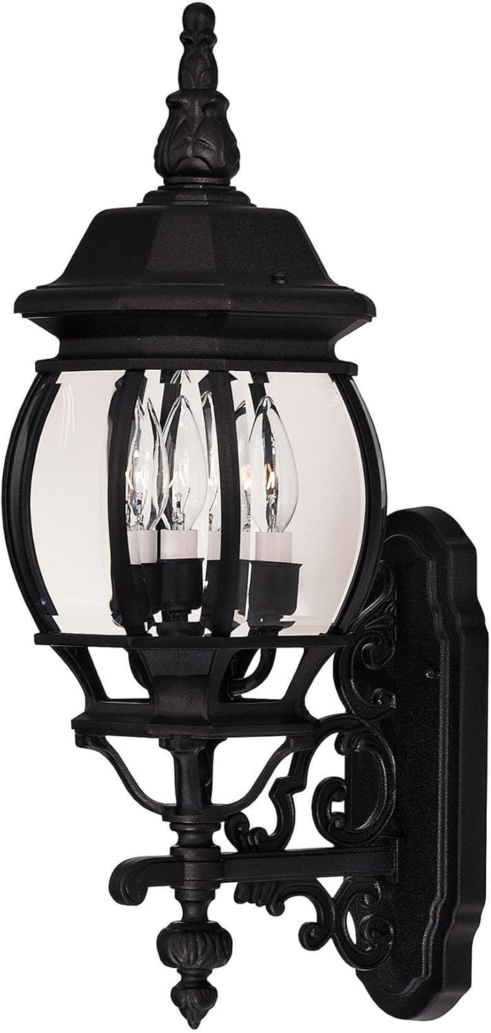 Savoy House 07093-BLK Outdoor Sconce with Clear Beveled Shades, Black Finish