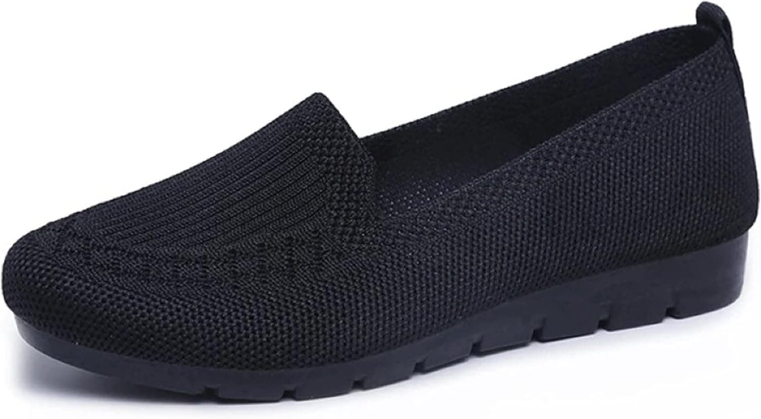 SPATI Women's Knitted Flat Shoes Comfort Loafers Women Footwear Slip On Casual Breathable Mesh Walking Shoes Female Round Toe Black, Pink, Purple, Red