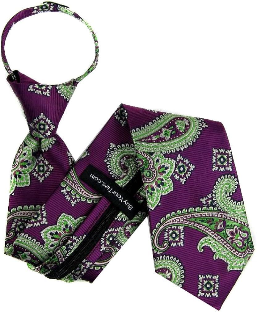 Mens Extra Long Designer Pattern Zipper Necktie