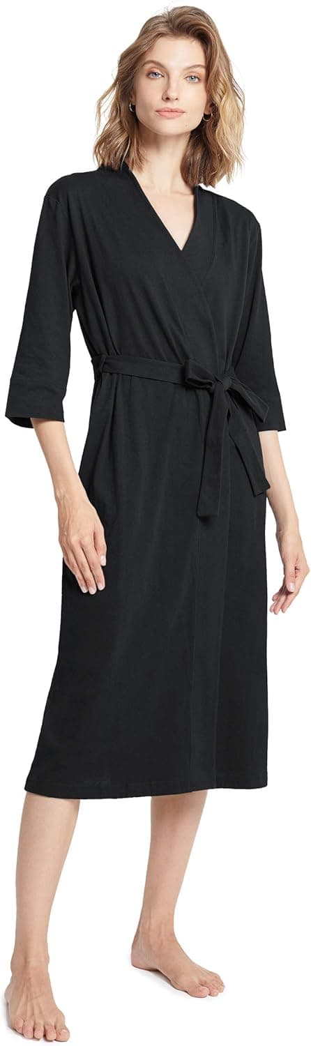 SIORO Womens Cotton Kimono Robe, Lightweight Long Knit Bathrobe Thin Sleepwear Soft Ladies Loungewear S-3XL