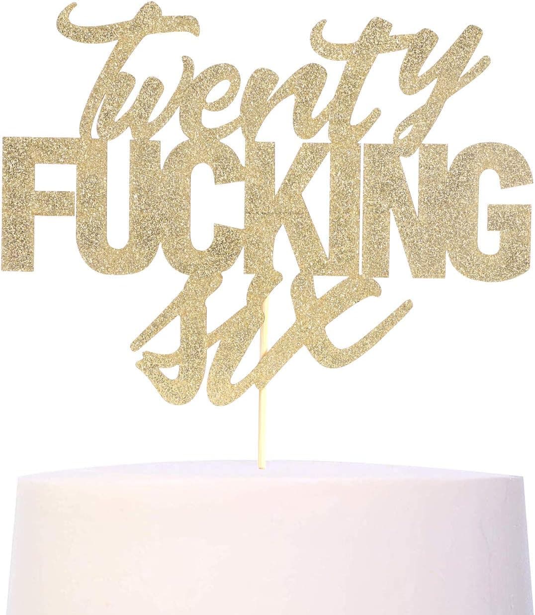Gold Glitter Twenty Six Birthday Cake Topper - 26th Birthday Decorations For Photo Booth Props And Backdrop Cake Smash, Happy 26 Years Old Birthday Party Supplies (26th Cake Toppers)