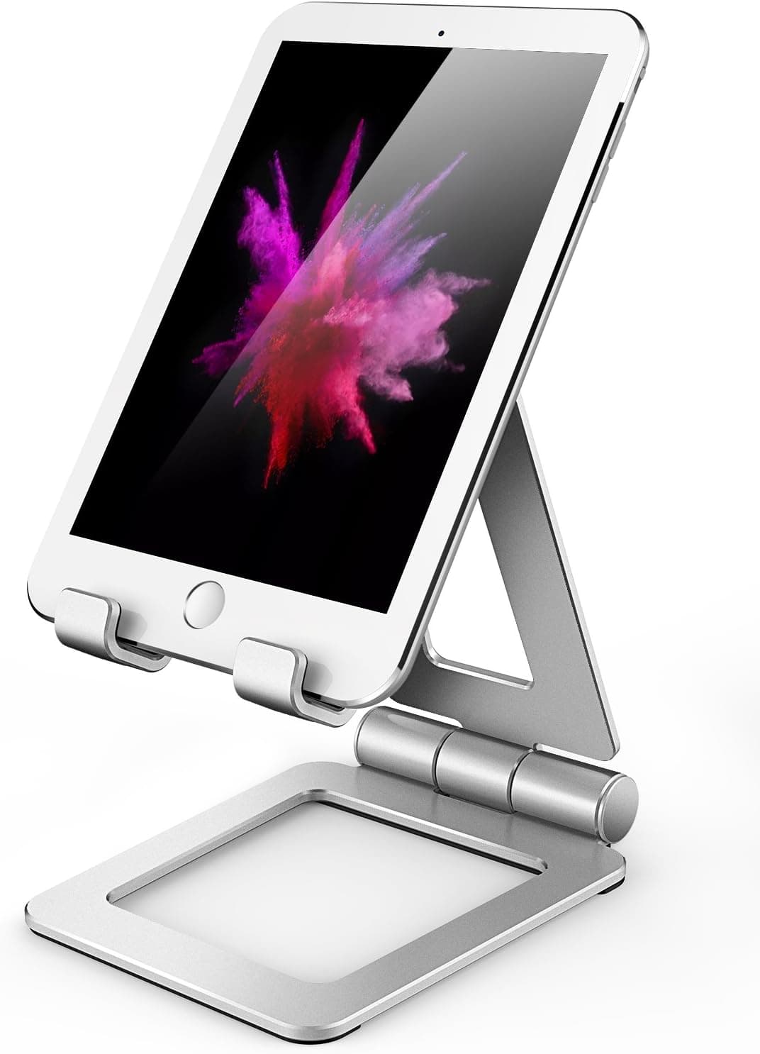 iPad Holder, iPhone Stand, Nintendo Switch Stand Adjustable, iPad Pro Stand for Desk, Foldable iPad Mini Stand or Tablets (4-12 inch) -Silver