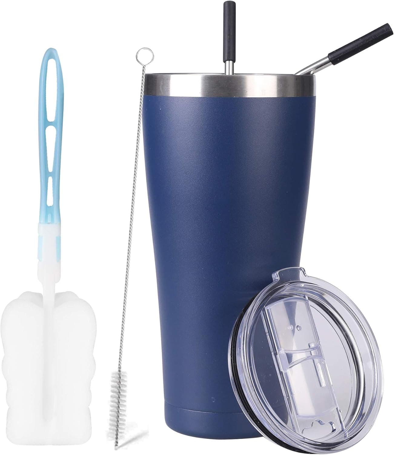 SERENCOZY 32oz Tumbler Stainless Steel Vacuum Insulated Tumbler With Lid And Straws Double Wall Travel Coffee Mugs Cup for Hot Beverage and Cold Drinks (Navy, 1 Pack)