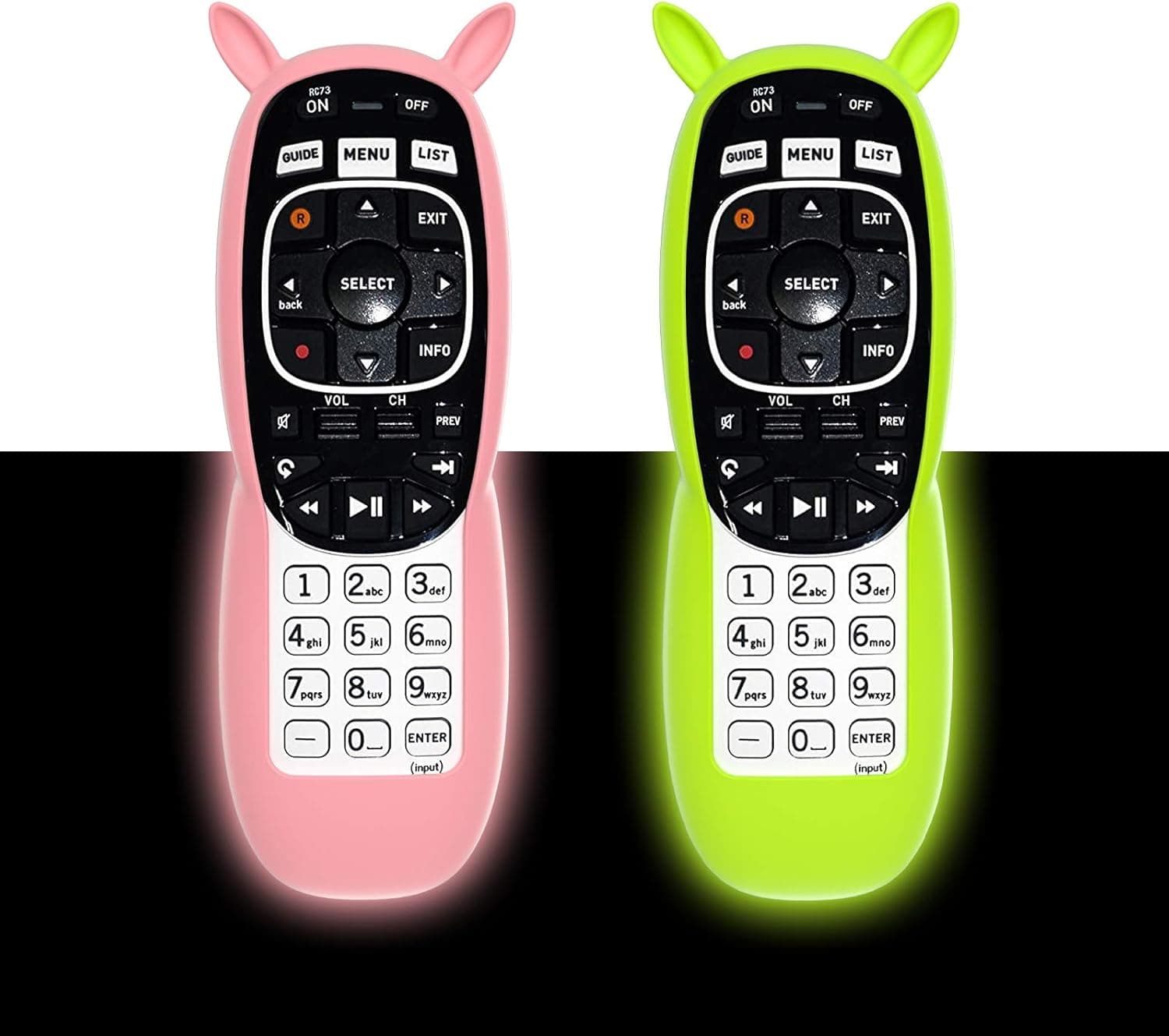 Vicien Anti Slip Protective Remote Case Cover for DIRECTV RC70, RC70H, RC71, RC71H, RC72, RC73 and RC73B Remote Control with Lanyard, Shockproof Silicone Remote Sleeve, 2 Pack (Pink+Green)