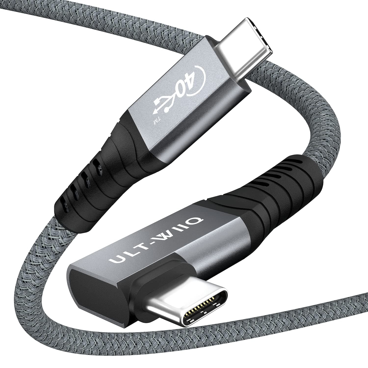 Right Angle USB4 Cable 2.62FT, 40Gbps Transfer & 100W Charging 90 Degree USB 4.0 Cord, Support 8K/6K@60Hz or Dual 4K Video Cable for Thunderbolt 3/4, iMac, MacBook, External SSD, eGPU, Dell/HP Dock