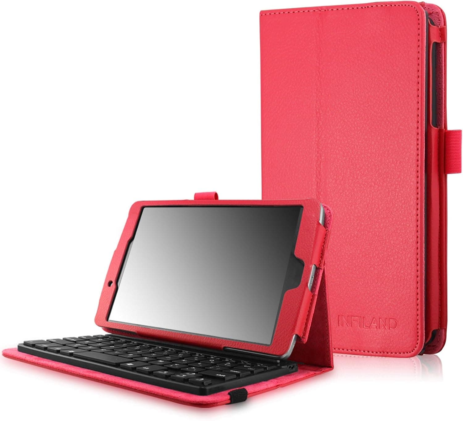 INFILAND Compatible with LG G Pad F 8.0 Keyboard Case, Case Cover with Wireless Removable Keyboard for 2015 8 inch LG G PAD F 8.0 Red