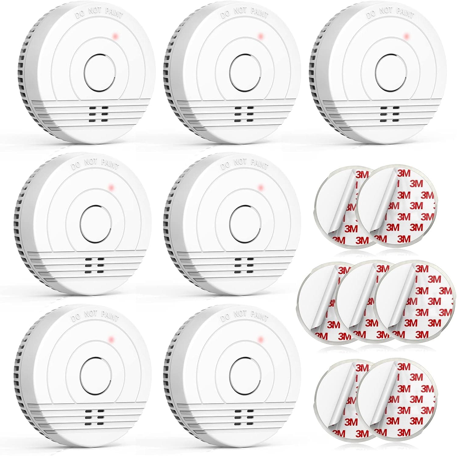 Jemay 7 Pack Smoke Detector, Fire Alarm Battery Powered, Smoke Alarm with Enhanced Photoelectric Sensor, Smoke Detectors with LED Indicator & Silence Button, Fire Detector Include Magnets and Screws