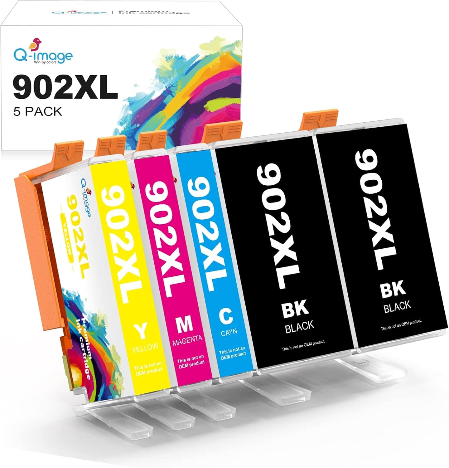 Q-image Compatible Ink Cartridge Replacement for HP 902 902XL Ink Cartridge for HP Officejet Pro 6978 6968 6954 6962 6958 6970 6975 Printer (2 Black, Cyan, Magenta, Yellow, 5 Pack)